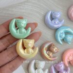 Solid Color Iridescent Plated Beads Moon Cat Beads