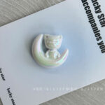 Solid Color Iridescent Plated Beads Moon Cat Beads