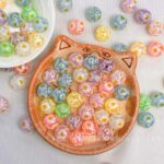 Printed bead Floral daisy bead