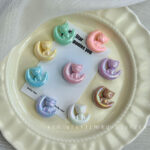 Solid Color Iridescent Plated Beads Moon Cat Beads