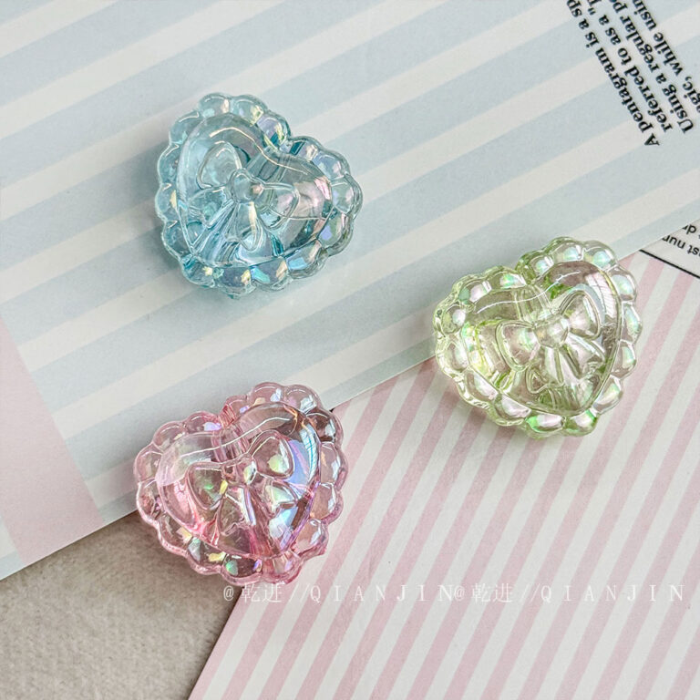 Transparent Iridescent Plated Beads heart beads