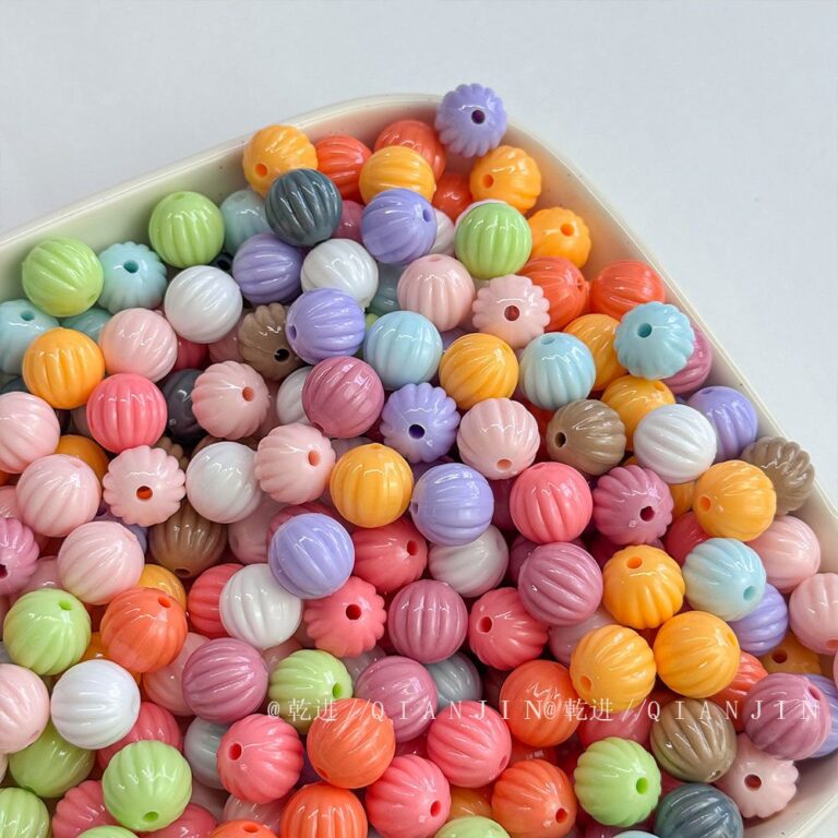 Solid Color Acrylic Beads 14mm pumpkin bead