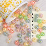 Printed bead Floral daisy bead