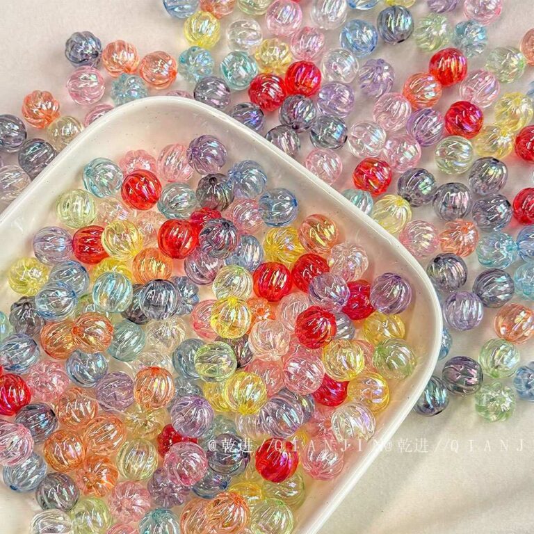Transparent Iridescent Plated Beads pumpkin bead-590-16
