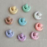 Solid Color Iridescent Plated Beads Moon Cat Beads