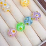 Printed bead Floral daisy bead