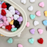 Solid Color Acrylic Beads Woolen Heart Bead