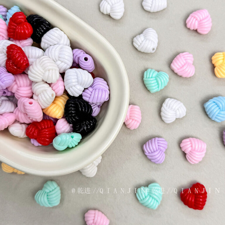 Solid Color Acrylic Beads Woolen Heart Bead