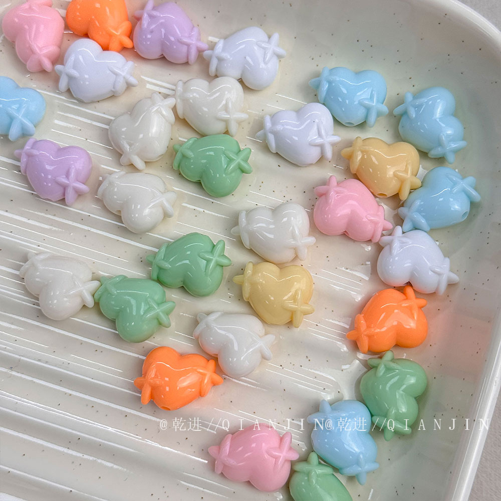 Solid Color Acrylic Beads heart beads