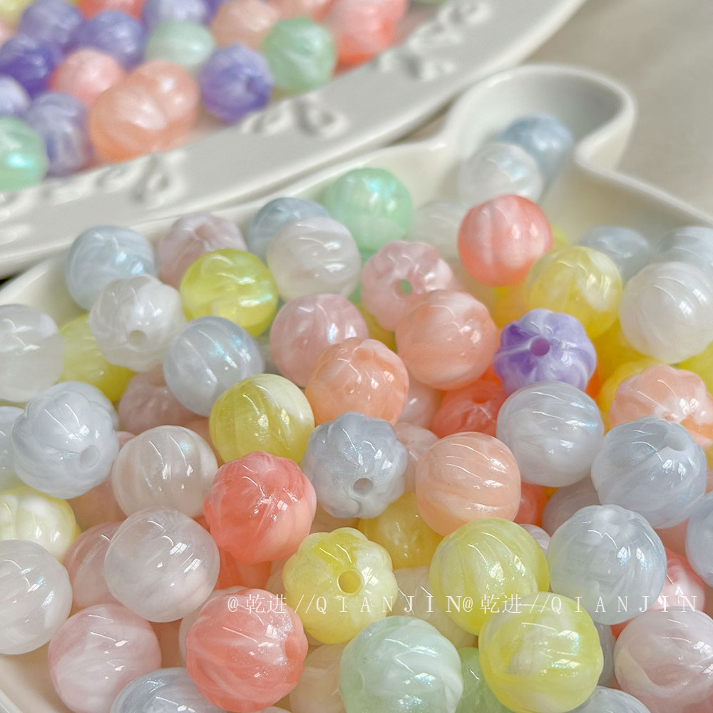 Two-Tone Beads Luminous double-color glittery pumpkin beads