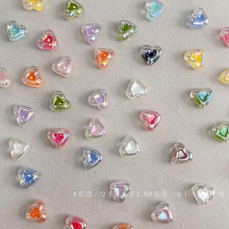 Transparent Iridescent Plated Beads ab love bead
