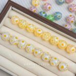 Printed bead Floral daisy bead
