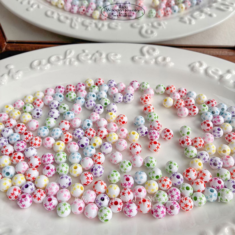 Solid Color Acrylic Beads 8mm star beads