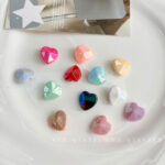 Solid Color Iridescent Plated Beads AB Diamond Heart