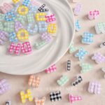 Printed bead Checkered printed alphabet beads