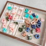 Solid Color Acrylic Beads Marble double-colored alphabet beads