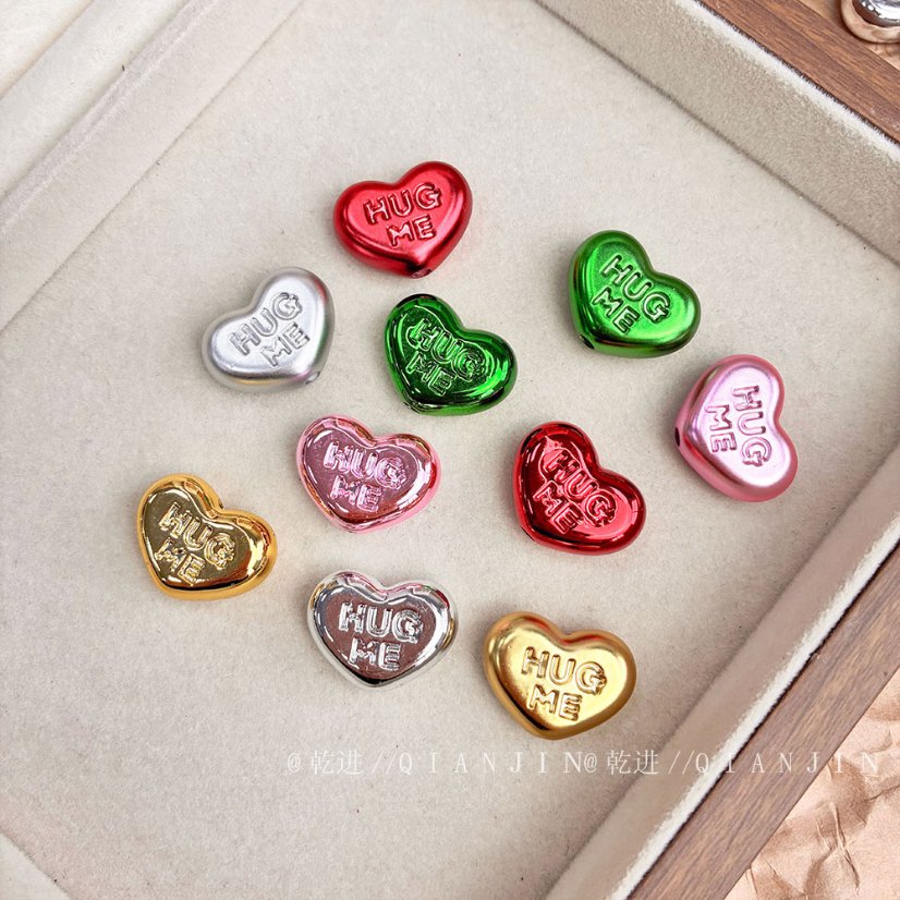 High-Quality UV Beads Metallic heart-shaped bead-695
