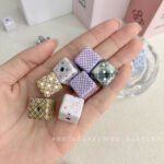 Printed bead Plaid print silver star square beads