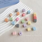 Printed bead 14mm houndstooth beads