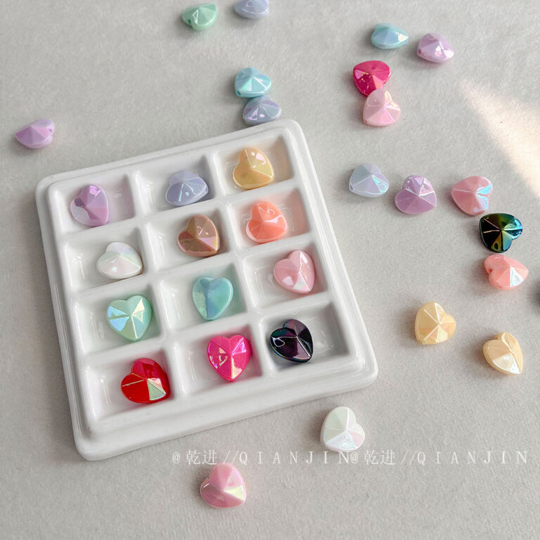Solid Color Iridescent Plated Beads AB Diamond Heart
