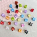 Printed bead Polka Dot Square Beads