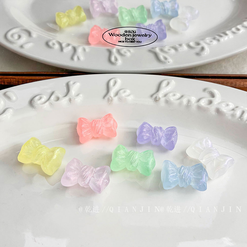 Transparent Acrylic Beads Luminous glitter bowknot