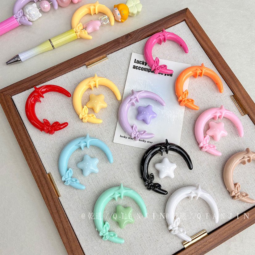 Solid Color Acrylic Beads Moon beads