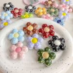 Printed bead Polka dot large flowers