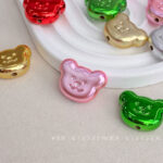 High-Quality UV Beads Metallic plated bear figurine