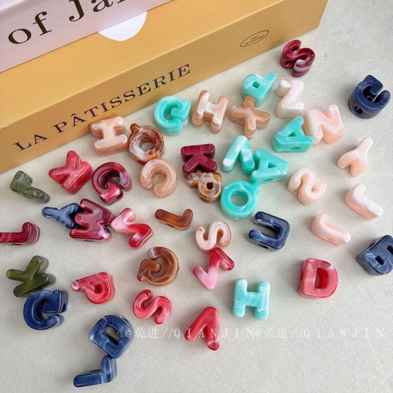 Solid Color Acrylic Beads Marble double-colored alphabet beads