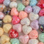 Solid Color Iridescent Plated Beads AB bow heart beads