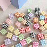 Printed bead 14mm houndstooth beads