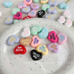 Solid Color Acrylic Beads Solid color dripping oil heart-695