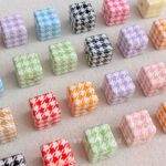 Printed bead 14mm houndstooth beads