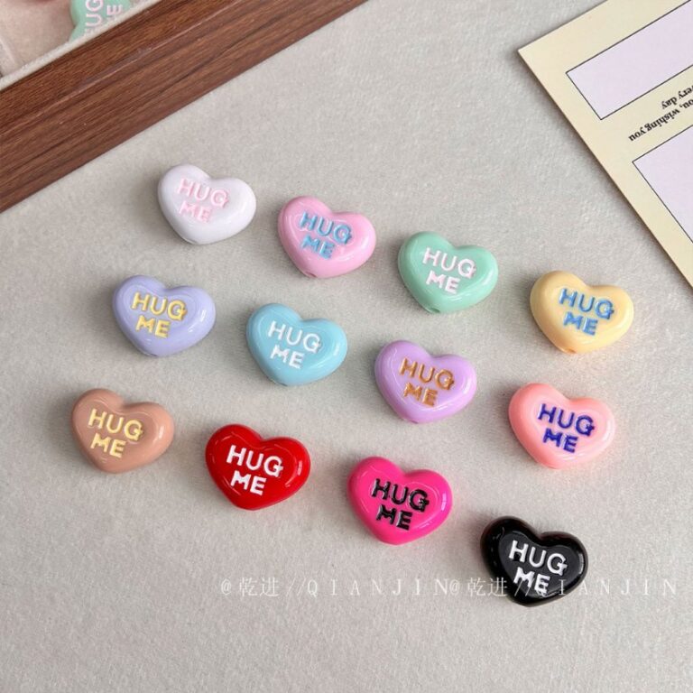 Solid Color Acrylic Beads Solid color dripping oil heart-695