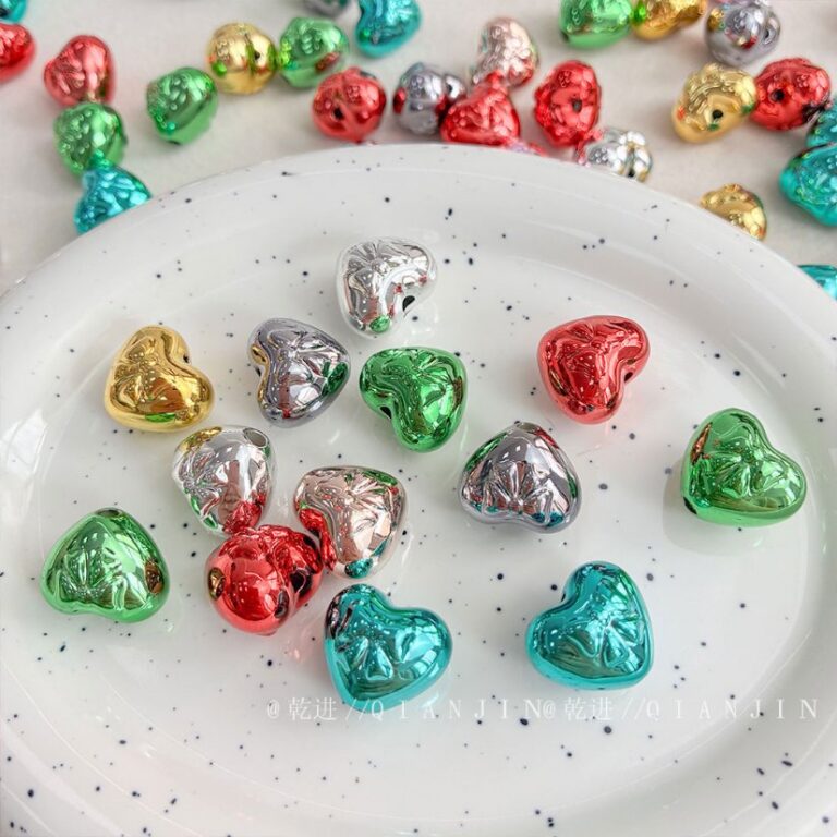 High-Quality UV Beads Metallic Princess Heart