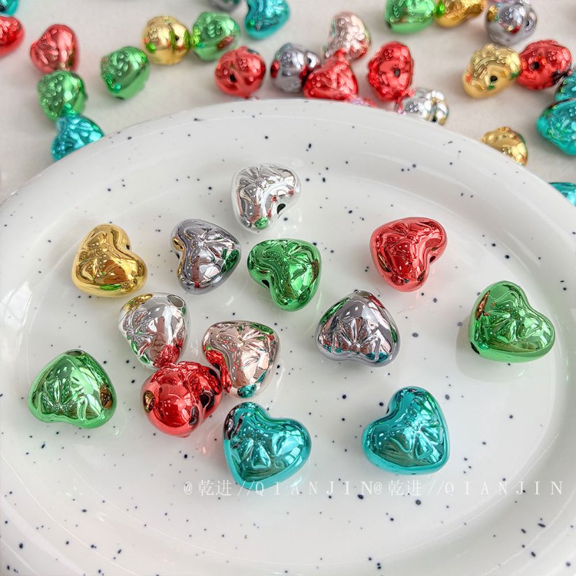 High-Quality UV Beads Metallic Princess Heart