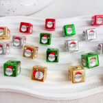 Printed bead Christmas-themed cube beads