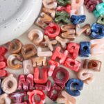 Solid Color Acrylic Beads Marble double-colored alphabet beads