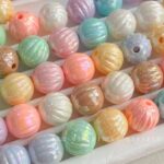 Solid Color Iridescent Plated Beads 10mm AB Pumpkin bead