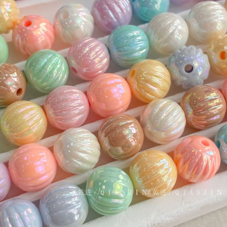 Solid Color Iridescent Plated Beads 10mm AB Pumpkin bead