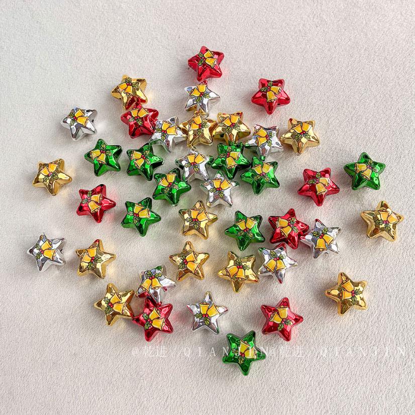 Printed bead Christmas-themed star beads
