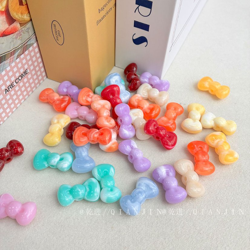 Solid Color Acrylic Beads Two-colored bowknot beads