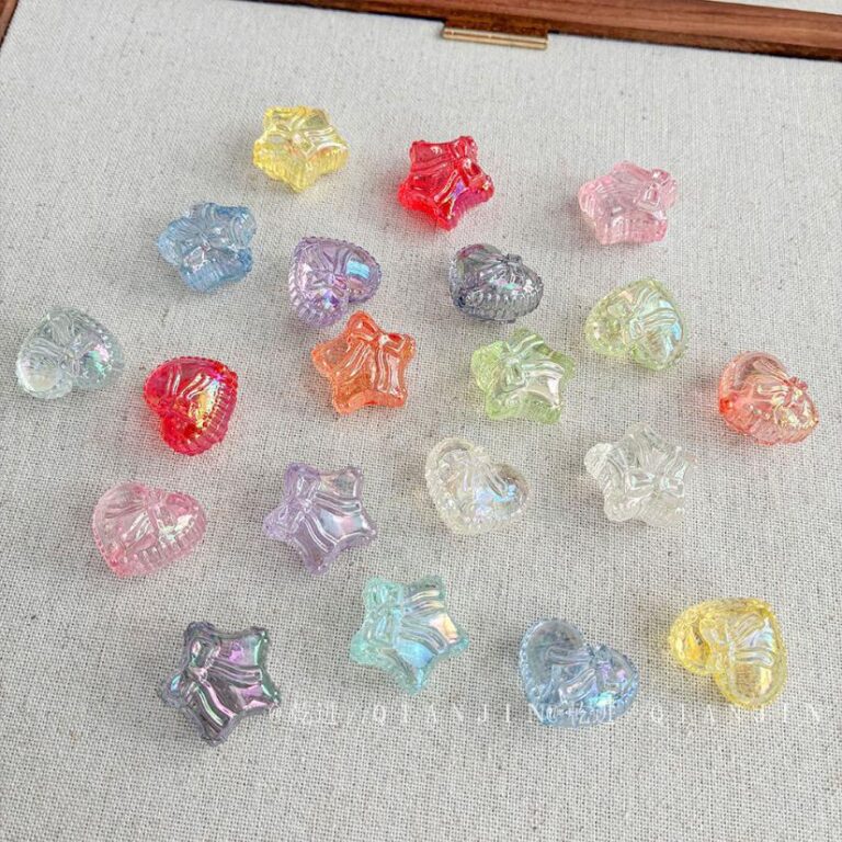 Transparent Iridescent Plated Beads AB transparent heart star beads
