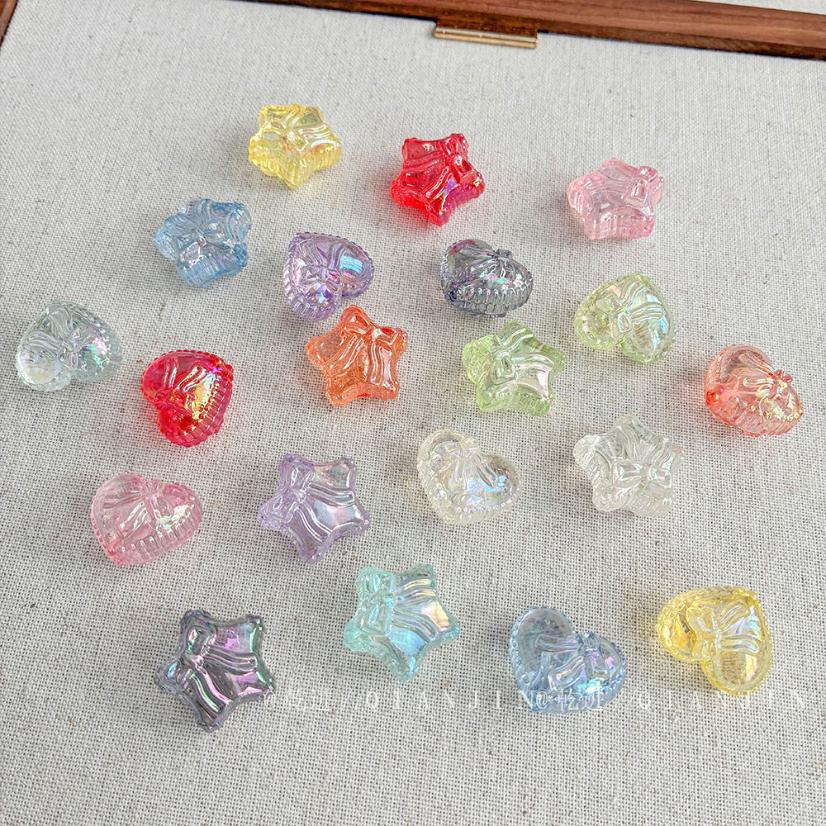 Transparent Iridescent Plated Beads AB transparent heart star beads