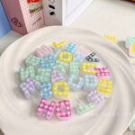 Printed bead Checkered printed alphabet beads