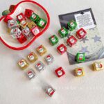 Printed bead Christmas-themed cube beads