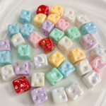 Solid Color Iridescent Plated Beads AB 14MM Cheese cubes