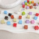 Printed bead Polka Dot Square Beads