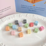 Printed bead 14mm houndstooth beads